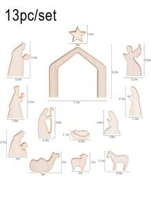 13pcs Easter Resurrection Scene & Cross Decor Set, Wooden Easter Resurrection Scene Cross Jesus Tomb Tray Set, Jesus Nativity Scene Decor, Suitable For Religious Places, Home Office Desk, Christian Gifts, Home Figurine Decor, Cemetery Easter Holiday Table Decor - Brown - View 14