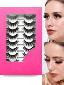 8 Pairs Fashionable Daily Wear Black Pug False Eyelashes, Exaggerated Thick Curly European And American Style Fake Eyelashes - Multicolor - View 10