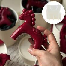 1个木马造型硅胶蜡烛模具，DIY可爱木马蜡烛硅胶模具，适用于树脂、石膏、粘土、泥土、手工艺品、家居装饰、节日礼物 - 白色 - 查看 7