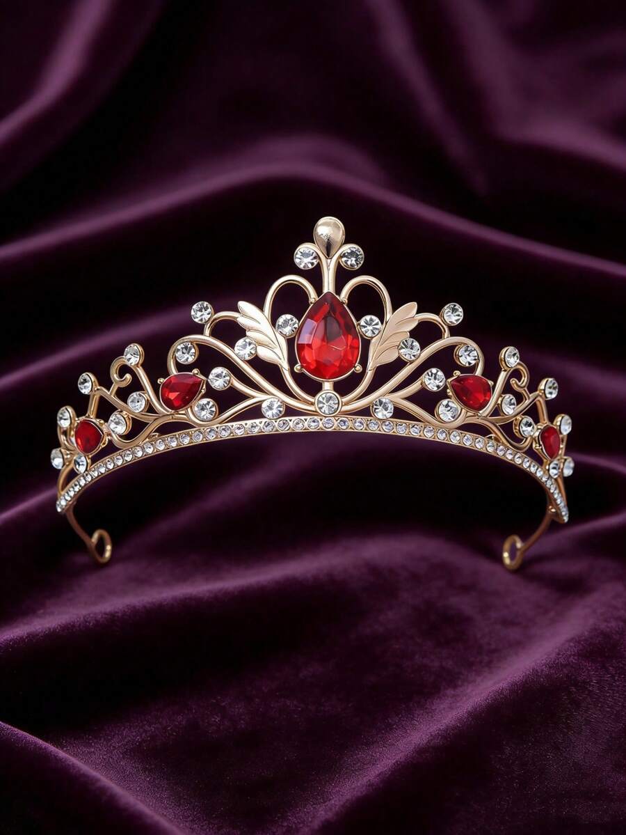 تاج مرصع بالراين للنساء، تاج أميرة أنيق، مناسب لحفلات عيد الميلاد والحفلات الراقصة والزفاف وعيد الحب - متعدد الألوان - مشاهدة 1