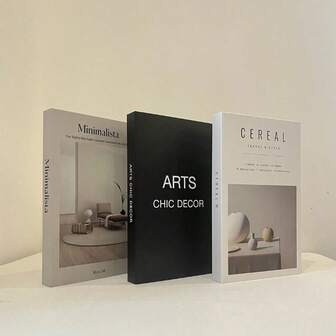 3本可折叠装饰假书，极简主义装饰书，家居布置道具