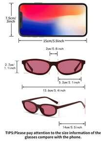 1 Paar Damen Jujube Rote Katzenaugen PC Rahmen Vintage einfarbig modischer Street-Style kleine Rahmen Brille - Kastanienbraun - Übersicht 4