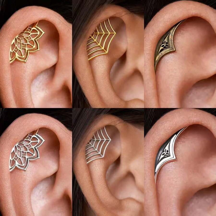 Unique Gothic Style Spider Web Earrings For Men And Women - Kiểu 3 - Hoàn thiện mạ vàng cổ điển KC - Xem 1