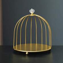 Asixxsix Jaula de pjaros Organizador de Maquillaje, de Hierro de Oro cosmticos Estante de exhibicin de Ahorro de Espacio de la Magdalena de pie Esencia locin Estante para el bao (una - una sola capa - Ver 4