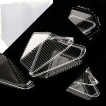 Transparent Plastic Hinged Cake Boxes With Lids, Triangular Disposable Cake Boxes For Cutting Cheesecake, Tres Leches, Flans - Ideal For Dessert Presentation - As Pic - View 1