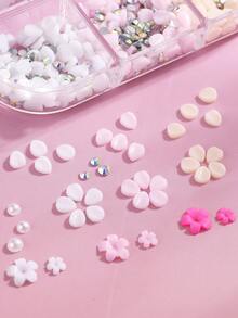 3D Acrylic Flower Nail Art Decorations, Mixed Flower Nail Pendant, Pearl & Caviar Bead Nail Art Jewelry, Nail Art Supplies For Women & Girls