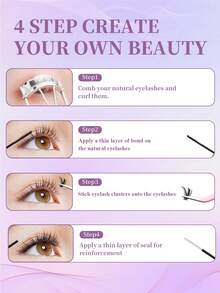 SEXYSHEEP 164pcs D-Curl Fluffy False Eyelashes Mixed Set, Curled, Lengthening, Volumizing Effect, Non-Shedding, Soft & Natural, 10-16mm Mixed DIY Lash Clusters, Natural Length & Density, Long-Lasting, DIY Eyelash Extension Kit Includes Glue, Sealant, Removal Tools & Tweezers, Suitable For Beginners, Home, Party, Music Festival - Black - View 9