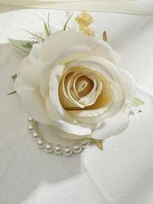 Bộ hoa hồng và hoa baby's breath thanh lịch 3 món/1 món - Bó hoa + Hoa cài áo + Vòng tay, Thích hợp cho cô dâu, chú rể, phù dâu, phù rể, trang trí đám cưới, tiệc tùng, Ngày Valentine. - A - Xem 13