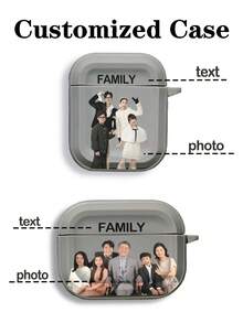 1pc Customizable Name, Star Name, Couple Name, Family Photo Customized, Gray Matte Shock-Proof Earphone Protective Case, Compatible With Airpods 2/3/4, Pro 1/2/3, Minimalist High-End Daily Use, Suitable As Gift For Yourself, Girlfriend, Boyfriend - Grey - View 2