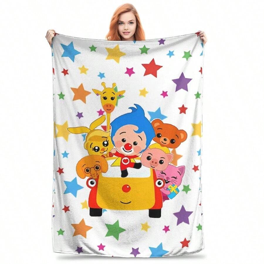 Cute Cartoon P-Plim Flannel Blanket Winter  Soft Bedding Throws For Ren Home Decor Pattern Bedspread Sofa Bed Cover(9).Jpg - 白色 - 查看 1
