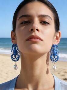 ZA 女士彩色龙虾耳环 - 水果吊坠长款耳环 | 情人节礼物 春假吸睛配饰