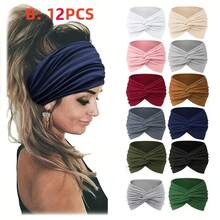 12条波西米亚风防滑宽发带，适合瑜伽、跑步、健身和日常佩戴 - 多色发圈，适合普通发质，12条运动造型两用超值装女士发带发夹发饰女士头巾运动吸汗带 - 多色 - 查看 2