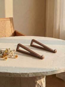 Cirelle Portable Foldable Wooden Laptop Stand - Ergonomic Angle Adjustment (12°) With Heat Dissipation Ventilation, Triangular Wooden Tray Suitable For Tablets And Mini Laptops, Compact Design, Natural Finish - Walnut - View 3