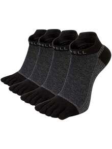 1/2/4 Pairs Men's Moisture Wicking Odor Resistant Thick Crew Five Toe Socks, Suitable For Spring, Autumn, Winter, Sports, Couples - Multicolor - View 8