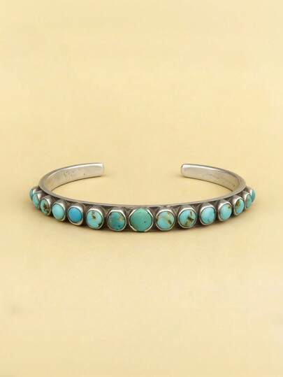 1pc Vintage Bohemian Style Turquoise Bracelet For Women, Fashionable Retro Jewelry Gift