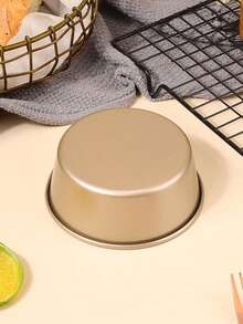 1pc Gold Hamburger Shaped Non-Stick Round Cheese Cake Baking Mold, Baking Tool For Home Oven Bread Making - Multicolor - View 3