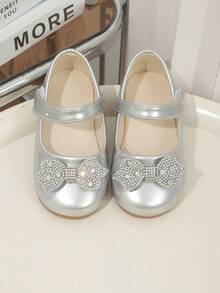 Girls' Soft Sole Bowknot Princess Shoes, New Spring/Autumn Shoes - Silver - View 4