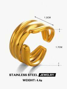 3pcs 18K Gold Plated Stainless Steel Luxury Vintage Asymmetrical Geometric Teardrop Cocktail Ring Set, Elegant Fashion Accessories For Women, Suitable For Daily, Holiday, Party, Date