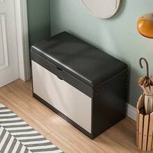 Shoe Cabinet, Shoe Rack Bench With Flip Drawers, Shoe Storage Organizer, 3-Tier Easy-To-Assemble Shoe Rack, Entryway-Specific Shoe Rack, Hidden Storage Rack, Shoe Storage Furniture With Stool, Suitable For Entryway, Cloakroom And Bedroom - 黑色 - 查看 6
