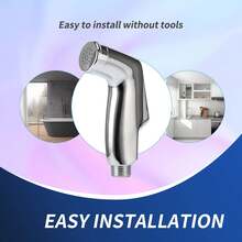 高压马桶冲水喷枪 - 浴室清洁多功能工具！高压水流可冲走马桶污渍并清洁坐浴盆，4英寸通用接口，安装快捷，瞬间清洁难以触及的污垢。 - 銀色 - 查看 7