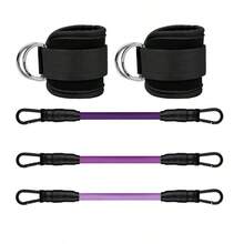 1pc/3pcs Ankle Resistance Bands, Fitness Ankle Straps With Bands For Leg And Butt Workout, Ankle Cuffs With Exercise Bands - Purple - View 4