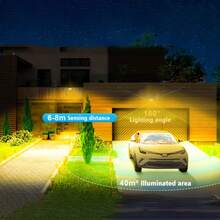Solar Powered Warm Light Wall Lamp - Outdoor Solar Powered Detachable Wall Lamp With 5m Extra Long Cable, Flexible Placement Without Location Restrictions. 400 LED Beads, For Indoor And Outdoor Use. IP65 Waterproof Rating, With Motion Sensor And Remote Control, 3 Brightness Levels, Suitable For Garage/Pathway/Yard Lighting. - Warm Light - View 7