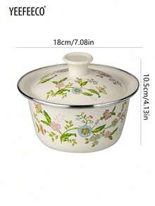 yeefeeco 1个搪瓷碗，带盖搪瓷花纹汤碗，搪瓷碗，耐刮擦金属材质，可用洗碗机清洗，居家烹饪和露营必备厨具，学习用品 - Bowl - 查看 12