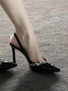 New Summer Transparent Strap Pointed Toe High Heel Sandals, Sexy Rhinestone Elegant Versatile Women Shoes