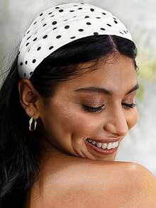 1/3件套复古波点黑白红发带，适合日常、假日、派对、拍照、冬季保暖围巾头带、女士头巾 - 彩色 - 查看 7