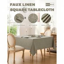 Faux Linen Square Tablecloth For Dining Room,Waterproof Texture Decorative Farmhouse Rustic Table Cloth For Indoor Outdoor Party, Holiday Banquet Picnics Patio,52 X 52 Inch (Square),Natural,Natural52inchx52inchSquare - Natural52inchx52inchSquare - View 3