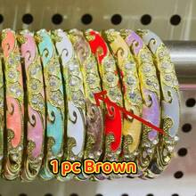 1pc Enamel Drip Oil Luxury Palace Style Hinged Bangle Bracelet, Convenient To Wear, Suitable As Birthday, Valentine's Day, New Year Gift, Party Or Holiday Wear - Thin Crown Bracelet - View 13