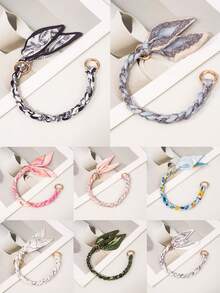 手提包肩带，饰有链条，高端丝巾编织包带，包包配件，多功能替换链条配件，旅行必备，假日必备 - 彩色 - 查看 1