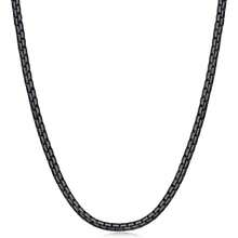 Fiusem Black Flat Box Chains For Men, 3/5mm Stainless Steel Chain Necklace, Necklaces For Men And Women 16-28 Inches - 黑色3MM - 查看 1