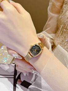 1 件女士新款法式复古金色小表盘腕表，不锈钢表带，适合日常佩戴、晚宴等场合，圣诞礼物 - style 1 - 查看 18