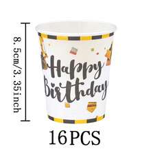 7/9 Inch Excavator Happy Birthday Disposable Party Plates, Includes Disposable Paper Plates, Cups, Napkins, Suitable For Wedding, Engagement, Birthday Party Tableware - Multicolor - View 8