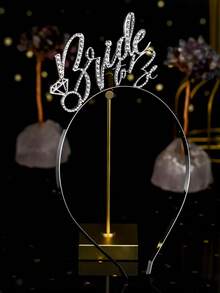 1pc Bridal Wedding Headpiece, Luxury Alloy Crystal Headband, Engagement Photo Accessory - Silver - View 10