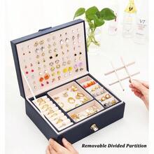 Womens Earring Jewelry Box For Girls Jewelry Earring Organizer Box Earring Holder Organizer For Girls Jewelry Organizer Earring Boxes For Women Girls Stud Earring Organizer Jewelry Box Navy - Navy - View 5
