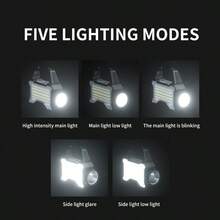 1/2/4件組 USB可充電攜帶式LED手電筒，7合1 COB工作燈附底座，USB供電附不鏽鋼夾，含充電線，180度旋轉燈頭，LED電池指示燈，支援USB反向輸出，便攜露營夾燈，工業燈附磁吸底座，強光束，適用於緊急使用、露營、釣魚、維修、建築、居家照明緊急燈－聖誕節、萬聖節、復活節、情人節、節日禮物、戶外照明緊急燈 - 64led+手電筒 - 查看 7
