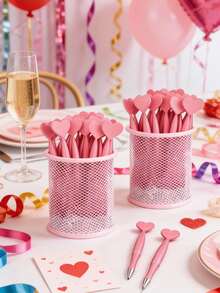 Pink Heart Shaped Rotating Ballpoint Pen, Suitable For School/Office Supplies, Romantic Writing Tool, Wedding Signature, Office Supplies, Wedding, Valentine's Day, Elegant Writing Instrument, Back To School Gift