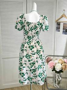 Đầm nữ tay bồng họa tiết hoa nhí, thích hợp cho kỳ nghỉ hè, phong cách thường ngày. - Nhiều màu - Xem 6