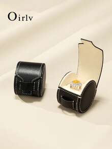 Oirlv 1pc Creative PU Leather Ring Pouch, Portable Travel Jewelry Storage Bag, Minimalist Premium Ring Organizer, Suitable For Daily Jewelry Display And Storage
