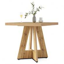 LITTLE TREE Small Space Dining Table MDF Square - 80x80x75cm Easy Assembly, Space-Saving Design For Dining Room/Kitchen - Brown - View 8