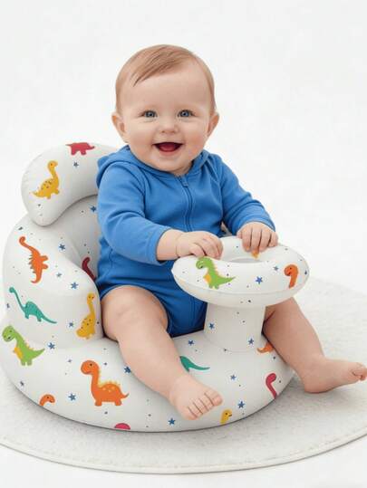 Multifunctional Inflatable Baby Learning Chair, Baby Sitting Posture Training Chair With Tray And Pillar, Suitable For Infants 3 Months And Above, Outdoor Inflatable Seat, Helps Baby Sit And Stand, Inflatable Baby Floor Seat, Baby Backrest Sofa, Inflatable Baby Seat