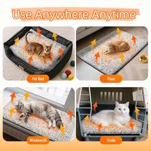 猫狗通用自发热宠物床，加热宠物垫，热箔加热垫，毛绒自发热床，可放置于笼底，带可拆卸可清洗床罩，防滑，适用于中小型宠物，非电动 - 淺灰色 - 查看 7