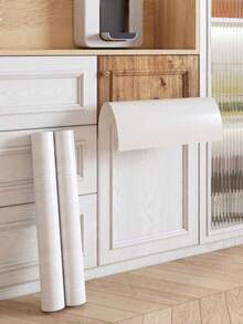 1 Roll White Wood Grain Self-Adhesive Wallpaper, Waterproof Removable PVC Wallpaper, Suitable For Kitchen, Bedroom, Living Room, Cabinets, Wooden Doors, Tabletops, Home Decor And Furniture Renovation, Easy To Peel And Stick, Birthday/Graduation Gift, Room Decor, Wall Decor, Bathroom Decor, Bedroom Decor, Room Decor Supplies, Living Room Decor, Home Decor, Living Room Wall Art Wallpaper, Wall Stickers, Wall Decals - White - View 8