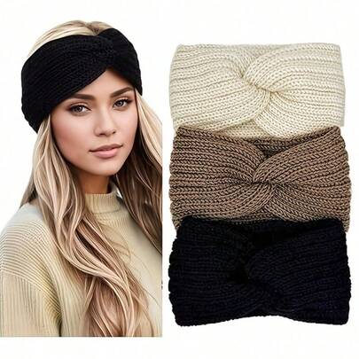 1pcs Women's Winter Ear Warmer Headband, Knitted Thick Headband Hair Accessories For Cold Weather