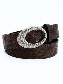 1pc Women's Retro Western Boho Style Metal Carved Buckle PU Leather Belt, Suitable For Jeans, Casual Pants, Skirts, Daily Wear - Multicolor - View 3