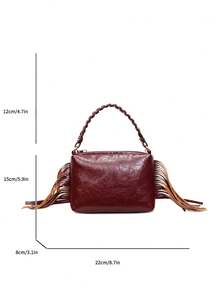 Fransendesign Neue Pendler Öl-Wachs Leder Unterarmtasche, Lässige Umhängetasche für Frauen, Hochwertiges Gefühl