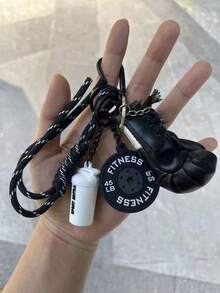 Set mini fitness, include halteră de antrenament și mănuși de box, breloc țesut, unisex, detașabil, ideal pentru pasionații de fitness și cadou versatil, potrivit pentru decorarea rucsacurilor și cheilor, excelent pentru întoarcerea la școală, Ziua Profesorului, timp liber, divertisment la petrecere, cadouri pentru casă și Ziua Îndrăgostiților - Multicolor - Vizualizare 9