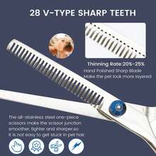 6 In 1 Dog Grooming Scissors Kit, 4CR Stainless Steel & Heavy-Duty, Professional Dog Scissors Grooming/ Safety Round Tips, & Study Grooming Shears Kit Dogs Cats Pets(Blue/Pink) - Hồng - Xem 3